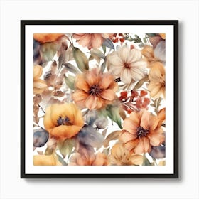 Watercolor Floral Pattern Art Print