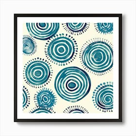 Blue Circles 25 Art Print