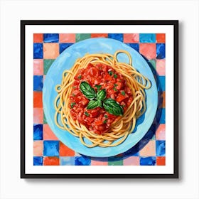 Spaghetti Tomato Sauce Pastel Checkerboard 1 Art Print