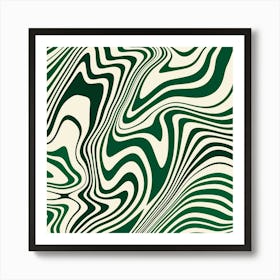 Retro Green Swirl Abstract Pattern Art Print