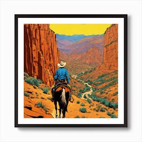 Cowboy In The Desert Art Print