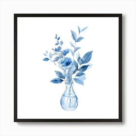 Watercolor Blue Floral 19 Art Print