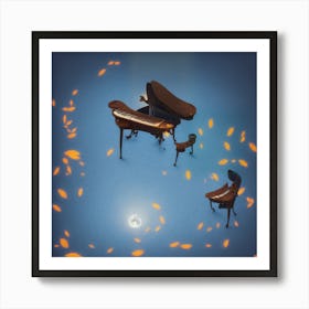 Piano In The Moonlight Art Print