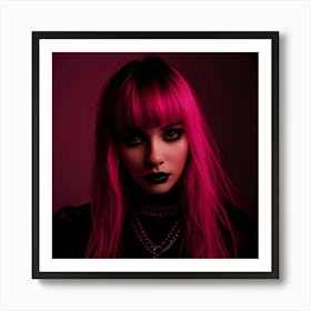 Gothic Girl With Pink Hair 1 Art Print