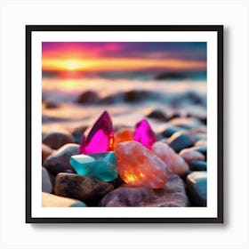 Colorful Stones On The Beach 1 Art Print