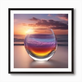 Vivid Colorful Sunset Viewed Through Beautiful Crystal Glass Vase, Close Up, Award Winning Photo A (3) Art Print