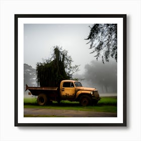 Old Truck In The Fog 4 Art Print