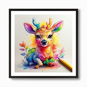 Colorful Deer 2 Art Print