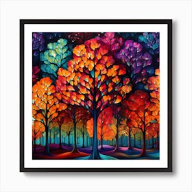 Colorful Trees In The Forest 1 Art Print