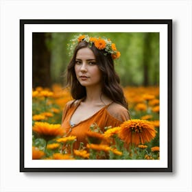 Girl In The Forest Art Print