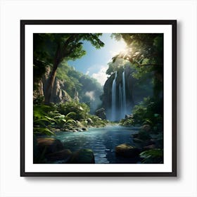 Waterfall In The Jungle Art Print