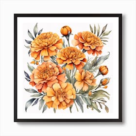 African Marigold flowers 2 Art Print