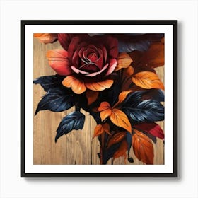 Roses On Wood Art Print