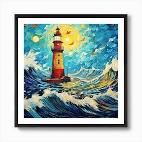 Lighthouse In The Sea 3 Art Print