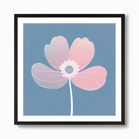 A White And Pink Flower In Minimalist Style Square Composition 228 Art Print