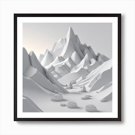 Firefly An Illustration Of A Beautiful Majestic Cinematic Tranquil Mountain Landscape In Neutral Col (49) Art Print