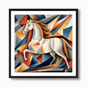 A Cubist Depiction Of Galloping Horse Art Print