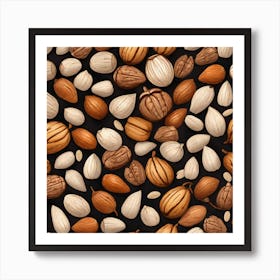 Seamless Pattern Of Nuts 3 Art Print