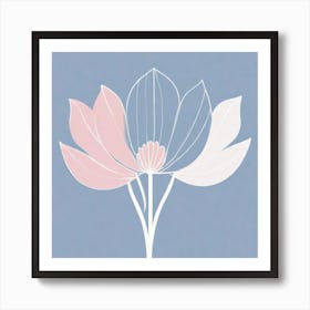 A White And Pink Flower In Minimalist Style Square Composition 74 Art Print