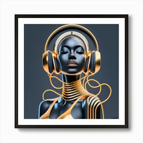 Dj Girl With Headphones 1 Art Print