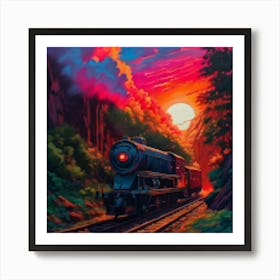 Train At Sunset 1 Art Print