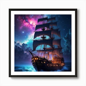 Ship In The Night Sky Affiche