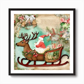 Santa Claus In Sleigh 2 Art Print