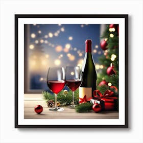 Christmas Wine Art Print