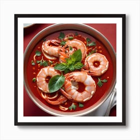 Red Soup With Shrimp Art Print