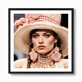 Model In Crocheted Hat Poster