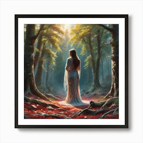 Woman In The Woods 39 Art Print