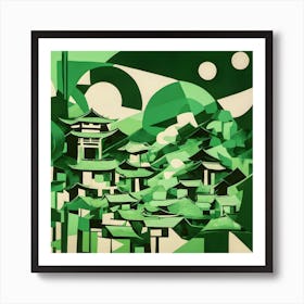 'Green Village' Art Print