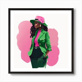 Black Woman In Green Hat Art Print