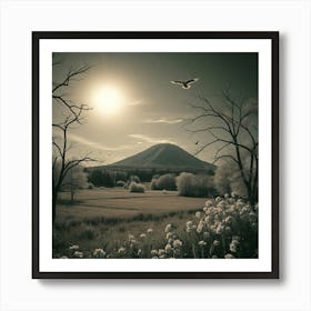 Infrared Image Of A Mountain Art Print