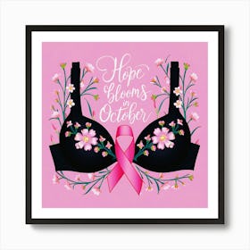 Women Breast Cancer Awareness background in Pink Ribbon international symbol for month October clipart and poster clipart and wall art 28 Art Print