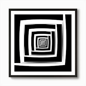 Abstract Black And White Square Pattern Art Print