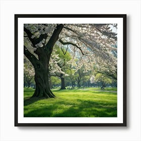 An Awe Inspiring Tree Gleaming With Spring Blossoms Standing Tall Amidst The Tranquility Of A Seren (7) Art Print