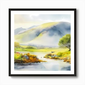 Watercolor Landscape Painting Art Print