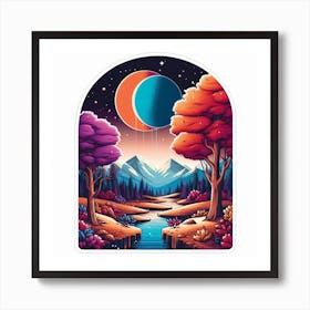 Moon And The Trees Art Print