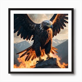 Eagle On Fire Art Print