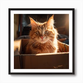 Cat In box Art Print