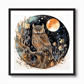 Owl At Night 4 Art Print