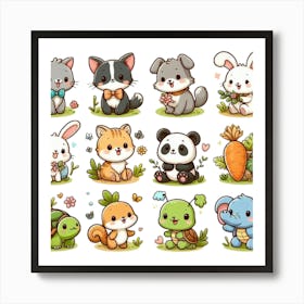 Kawaii Animals 2 Art Print