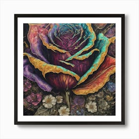 Rainbow Rose 1 Art Print