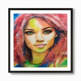 Girl With Colorful Hair 1 Art Print