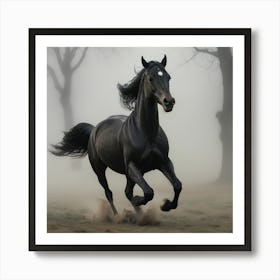 Black Arabian Horse Art Print
