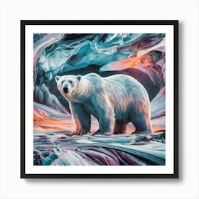 Polar Bear In the Artic  Abstract Art Print