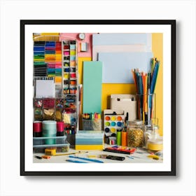 A Photo Of A Wide Variety Of Office Supplies 2 Art Print