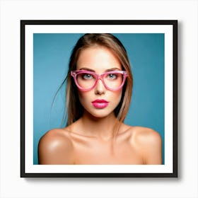 Firefly Blue Eyed Beauty With Pink Glasses And Lips 28883 Art Print