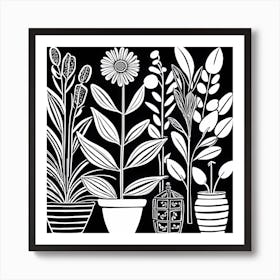 Lion cut inspired Black and white Garden plants & flowers art, Gardening art, Garden 211 Art Print